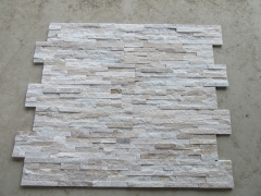 Natural golden white stacked stone quartz glued culture stone panel