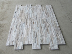 Natural golden white stacked stone quartz glued culture stone panel