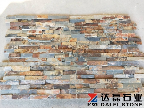 Natural yellow culture stone panels rusty slate stacked stone for sale