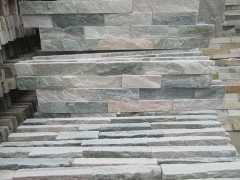 Green white glued cultured stacked stone cladding wall panel