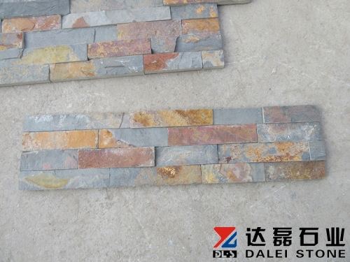 Rusty slate cultured stone wall cladding glued stacked slate veneer