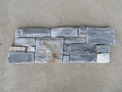 Blue cement cultured stone quartzite stacked stone wall interior decor