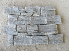 Green quartz stacked stone panel cement cultured stone for wall cladding