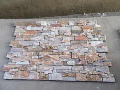 Yellow wooden cement stacked cultured stone wall panel for sale