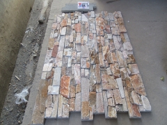 Yellow wooden cement stacked cultured stone wall panel for sale