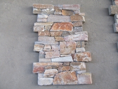 Yellow wooden cement stacked cultured stone wall panel for sale