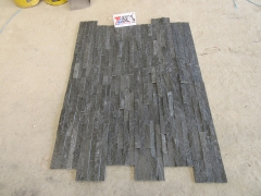 Black quartz stacked stone pine needles glue cultured stone cladding