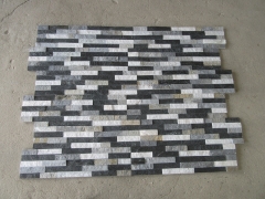 Three colors quartzite stacked stone glued cultured stacked stone