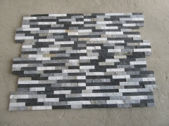 Three colors quartzite stacked stone glued cultured stacked stone