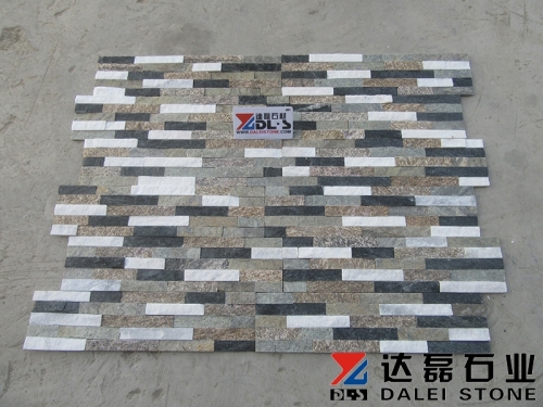 Four colors stacked cultured stone wall cladding glued cultured stone panel