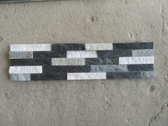 Black white blue three colors quartz stacked stone cultured stone panel prices