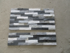 Black white blue three colors quartz stacked stone cultured stone panel prices