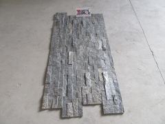 Fish scale grey quartz cultured stacked stone wall panel for decoration