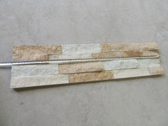 Yellow quartz stacked stone veneer panel glued cultured stone wall cladding