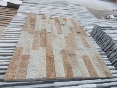 Yellow quartz stacked stone veneer panel glued cultured stone wall cladding