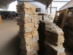 Rusty quartz stacked stone cement side corner cultured stacked stone