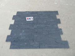 Black quartz stacked stone wall panel glued cultured stone prices