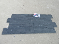 Black quartz stacked stone wall panel glued cultured stone prices