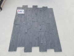 Black quartz stacked stone wall panel glued cultured stone prices