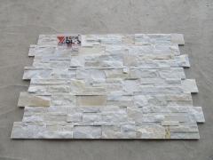 Yellow white quartz stacked cultured stone wall panel glued cultured stone