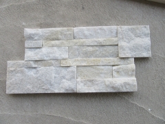 Yellow white quartz stacked cultured stone wall panel glued cultured stone