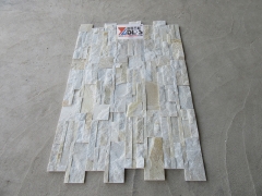 Yellow white quartz stacked cultured stone wall panel glued cultured stone