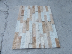 Quartz stacked stone yellow glued cultured stacked stone wall panel