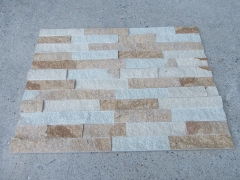 Cultured stacked stone wall cladding yellow glued quartz cultured stone