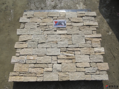 Tiger Skin Yellow Granite Culture Stone Beige Yellow Granite Cement Stone Veneer Wall Cladding Stone