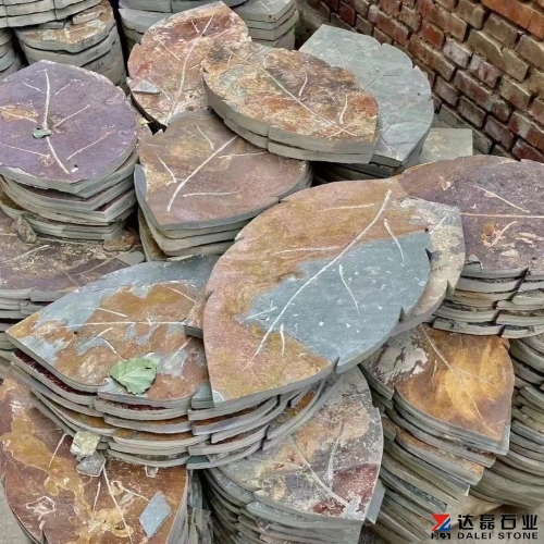 Leaf Shape Rusty Slate Paving Stone for Landscape ...