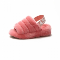 Fashion furry Slide Multi Color Fox Fur Slides For Woman