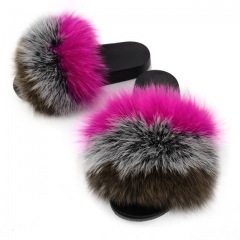 mix color fox fur slides for ladies