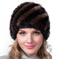 Women Winter Warm Knitted Mink Fur Hat