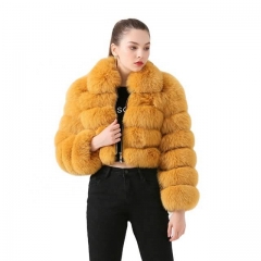 Laides Real Fox Fur Cropped Coat Street Style Fur Jacket
