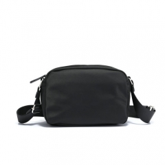 Men's nylon shoulder bag with leather trims