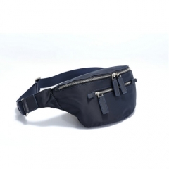 Men's nylon waistbag with leather trims