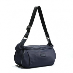 Men's nylon shoulder bag with leather trims