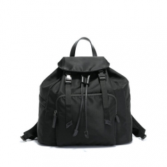 Men's nylon backpack with leather trims
