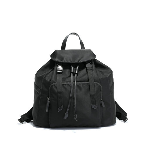 Men's nylon backpack with leather trims