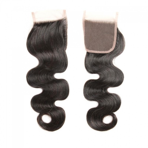 100% Human Hair Natural Color Body wave 4x4 Lace Closure with Baby Hair