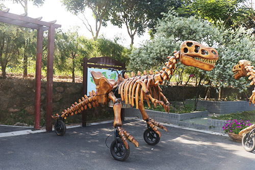 Paseo de esqueleto de dinosaurio de fibra de vidrio de diversión