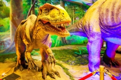 Velociraptor de espectáculo de dinosaurios a pie