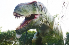 Estatua de dinosaurio robótico de tamaño natural y dinosaurio de tamaño real