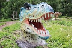Esculturas de cabeza de dinosaurio de fibra de vidrio