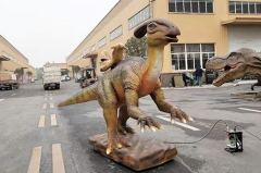 Paseo de dinosaurios en el parque de atracciones de robots