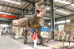 Dinosaurio T-rex de tamaño natural del parque Jurásico Animatronic