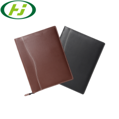 High Quality Fashion Office Conference Zipper Black PU Leather Business A4 Portfolio Folder