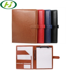 High Quality Custom PU Leather Business A4 Portfolio File Folder with Pen Holder for Office Organizer