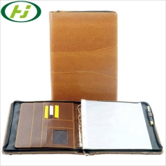 High Quality Fashion Office Conference Zipper Black PU Leather Business A4 Portfolio Folder