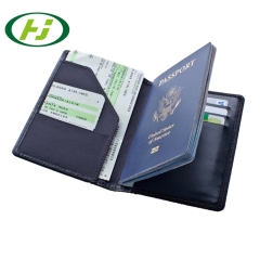 New Design Genuine Leather and Canvas Passport Holder With Debossed Logo
